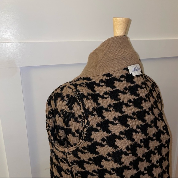 Madewell // Wallace Houndstooth Merino Wool Sweater Coat black tan/camel - Picture 13 of 16